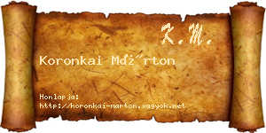 Koronkai Márton névjegykártya