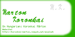 marton koronkai business card