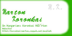 marton koronkai business card